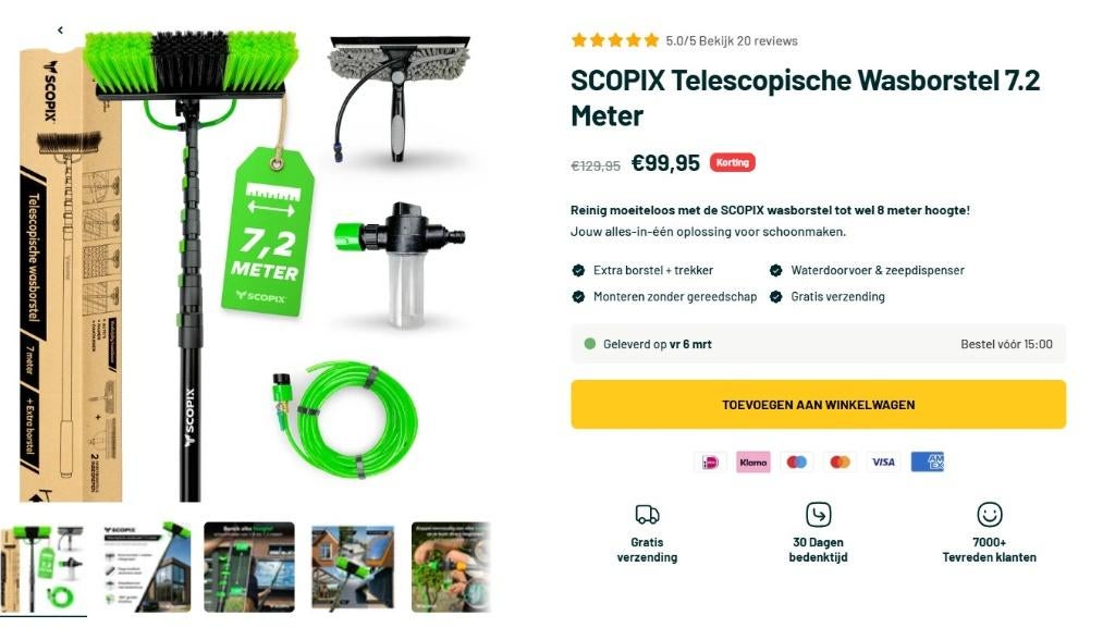 Wasborstel 7,2m, Huis en Inrichting, Schoonmaakartikelen, Overige typen, Ophalen