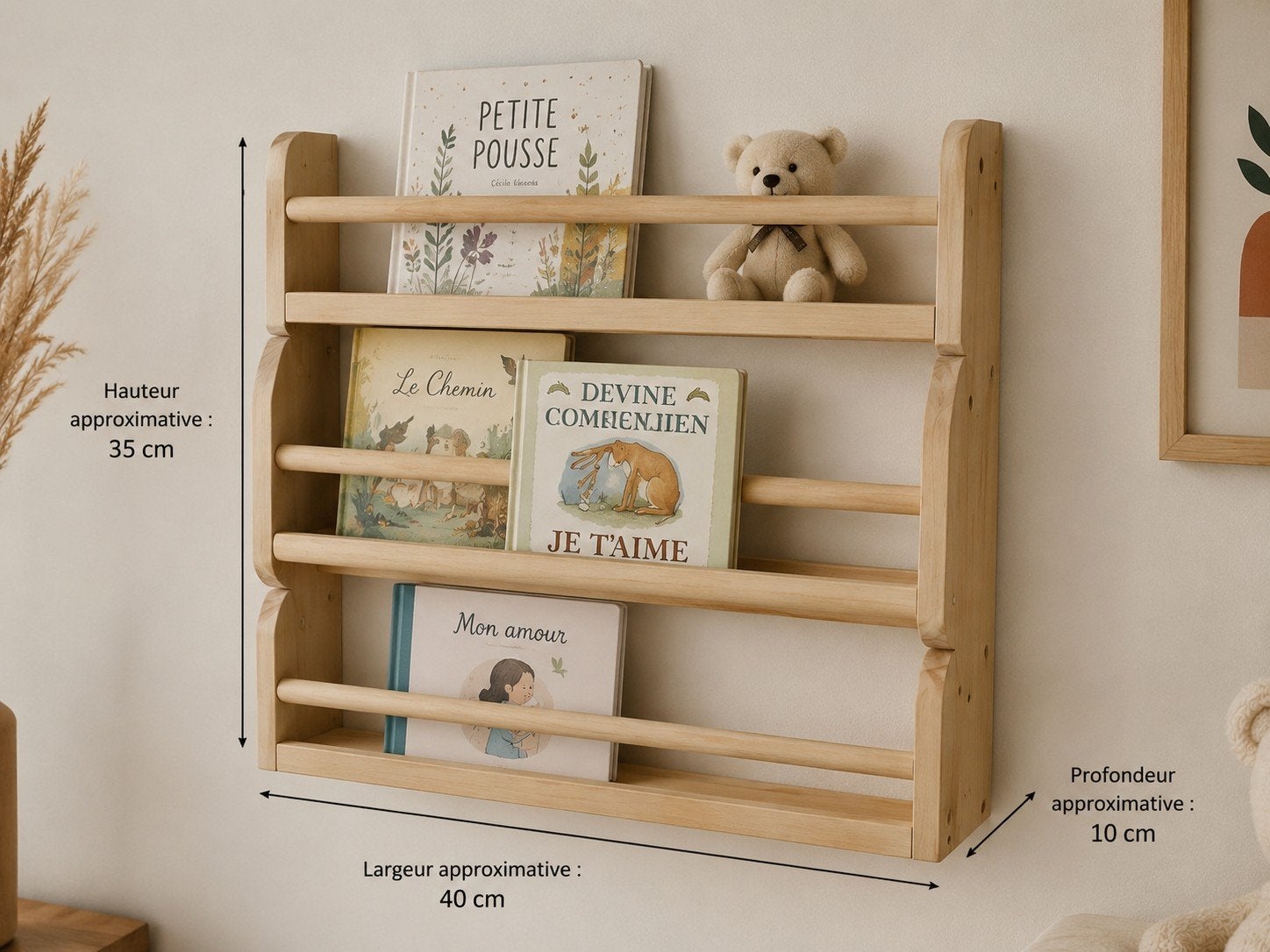 Étagère murale en bois naturel – Style Montessori, Maison & Meubles, Accessoires pour la Maison | Étagères murales & Rayons de bibliothèque