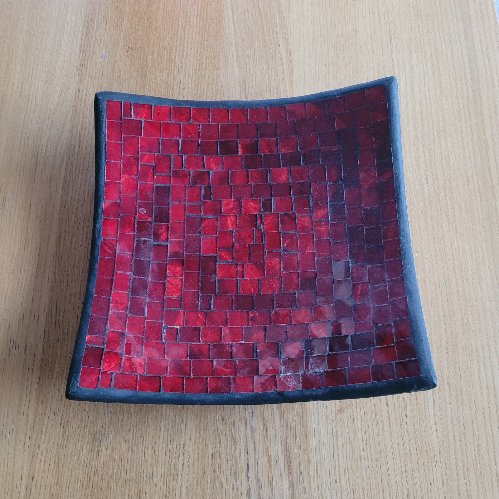 Serveerschaal mozaïek Rood, Huis en Inrichting, Woonaccessoires | Dienbladen, Ophalen, Zo goed als nieuw, Vierkant, Serveerschaal