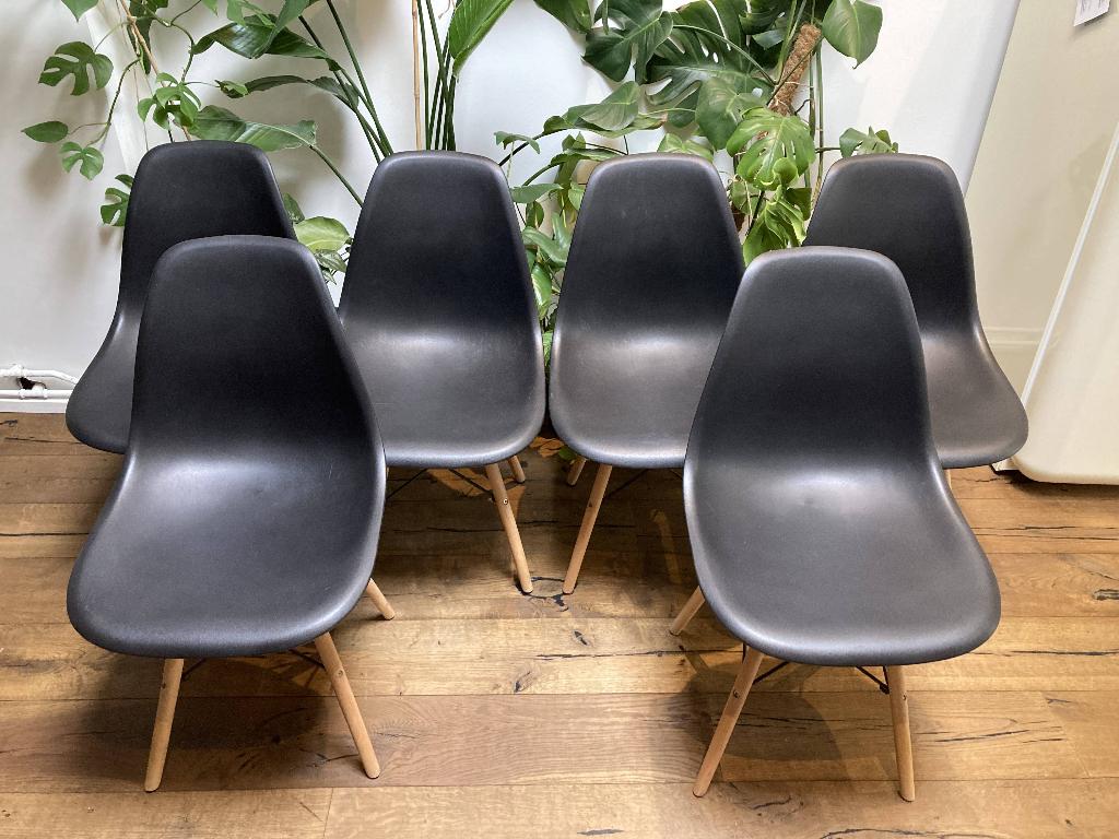 6 Eetkamerstoelen - zwarte kuipstoel, Gebruikt, Zwart, Vijf, Zes of meer stoelen, Ophalen