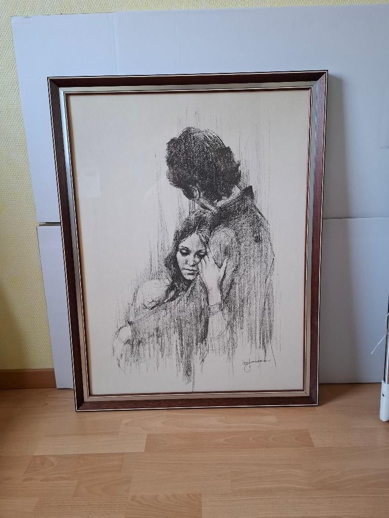 kader met pentekening, Antiek en Kunst, Ophalen