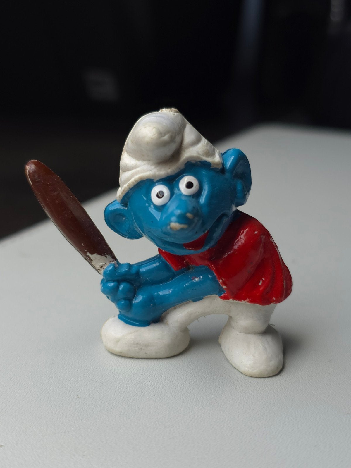 Figurine Schtroumpf avec batte, Envoi, Utilisé, Autres Schtroumpfs, Poupée, Figurine ou Peluche