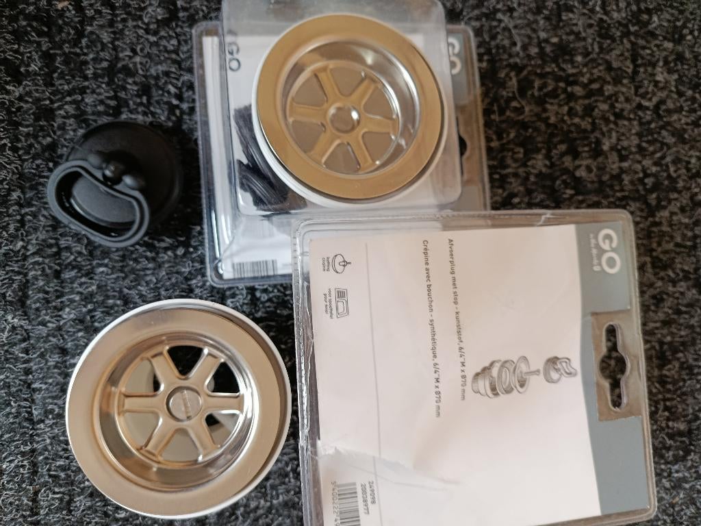 2 nieuwe afvoerplugs wasbak met stop.enz.., Ophalen, Nieuw