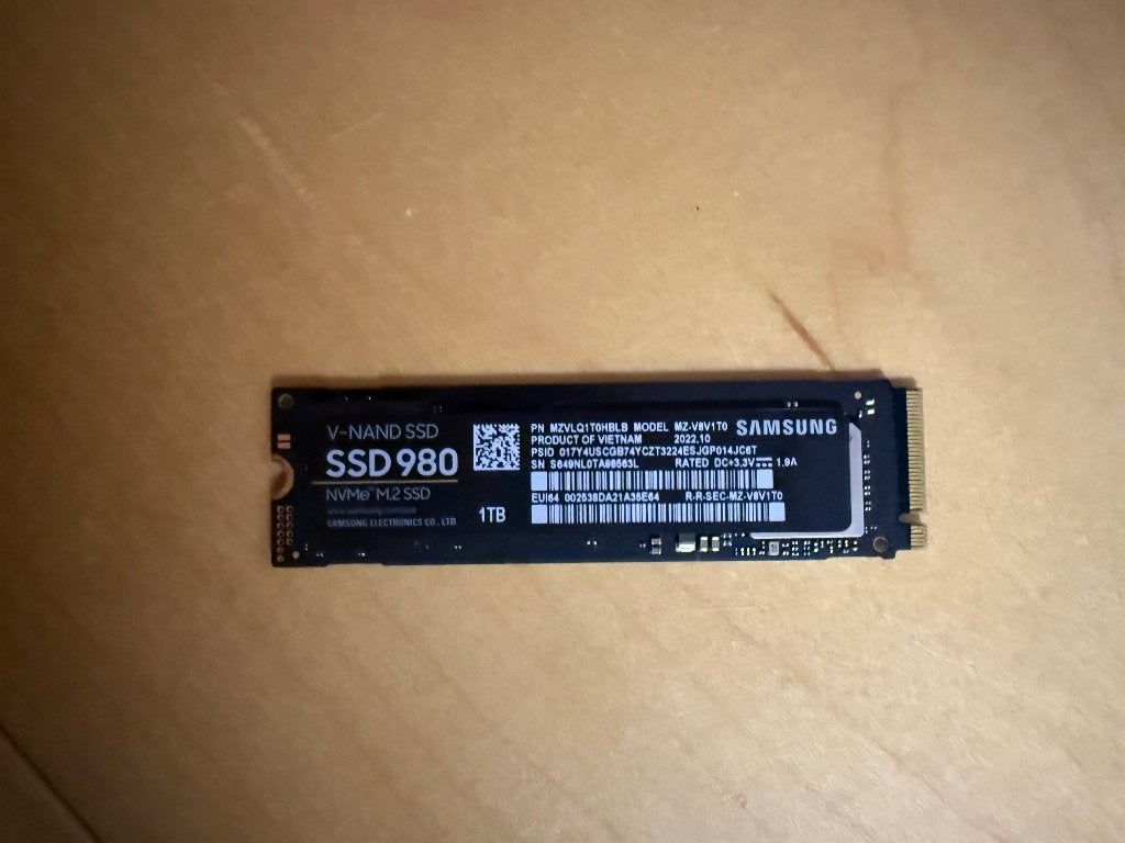SSD Samsung 980 NVMe 1 To (M.2 PCIe 3.0) — 100 % santé, Enlèvement ou Envoi, SSD, Interne, Comme neuf