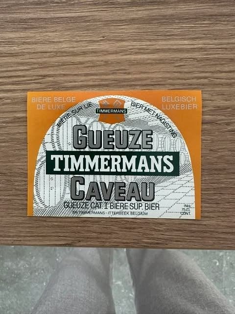 etiket label gueuze Timmermans caveau 75 cl;, Ophalen of Verzenden, Nieuw, Overige typen, Overige merken