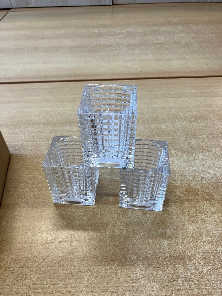 Partij Bolsius theelicht houders geribbeld glas, Ophalen, Nieuw
