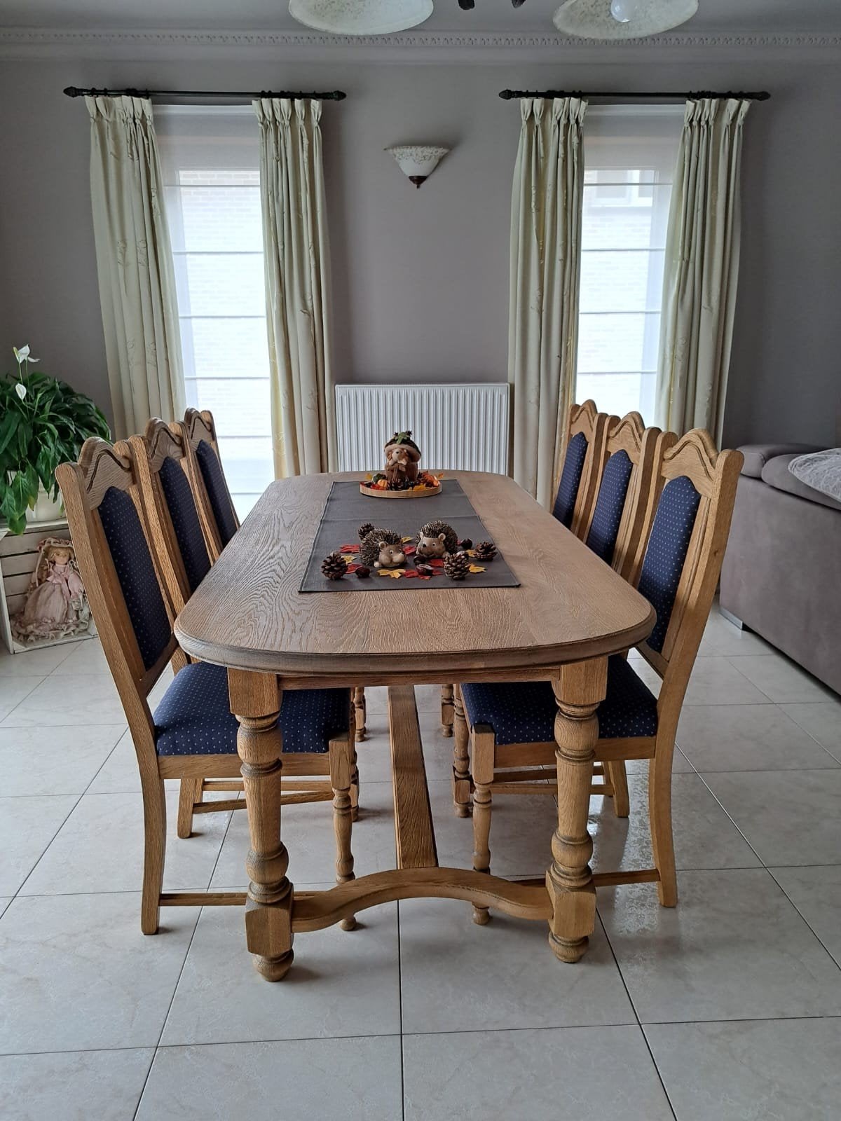 Eiken eettafel en 6 stoelen, Huis en Inrichting, Ophalen