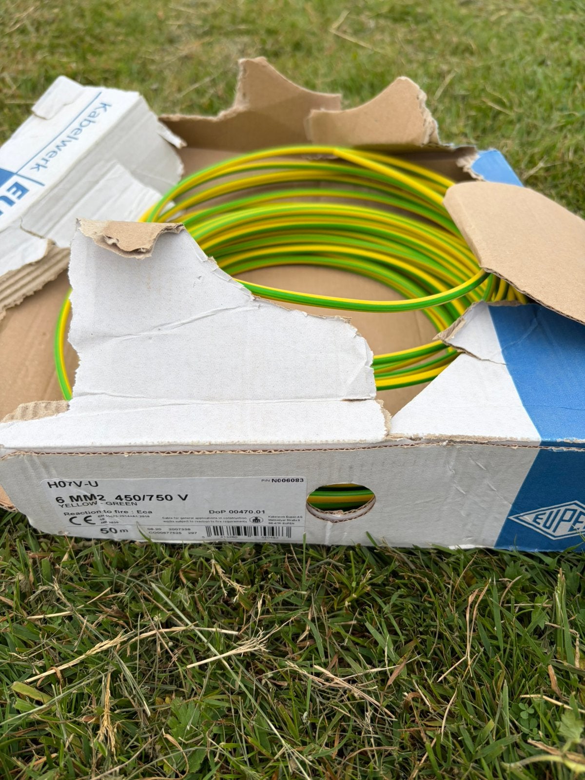 Aardingskabel 6mm2 450/750V, Bricolage & Construction, Électricité & Câbles, Enlèvement, Comme neuf