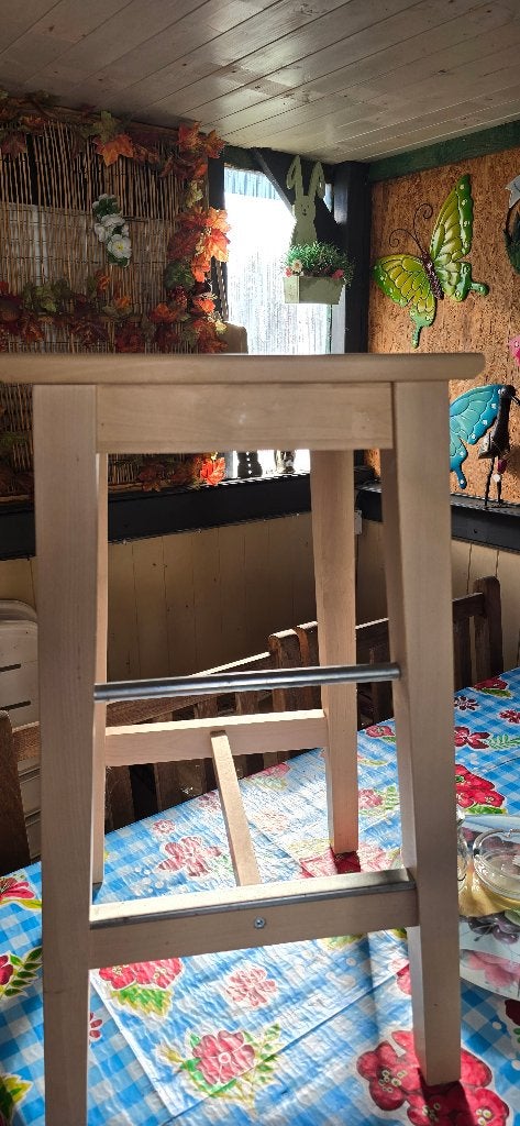 houten barkrukken, Huis en Inrichting, Ophalen, Met voetsteun, 60 tot 90 cm, Zo goed als nieuw