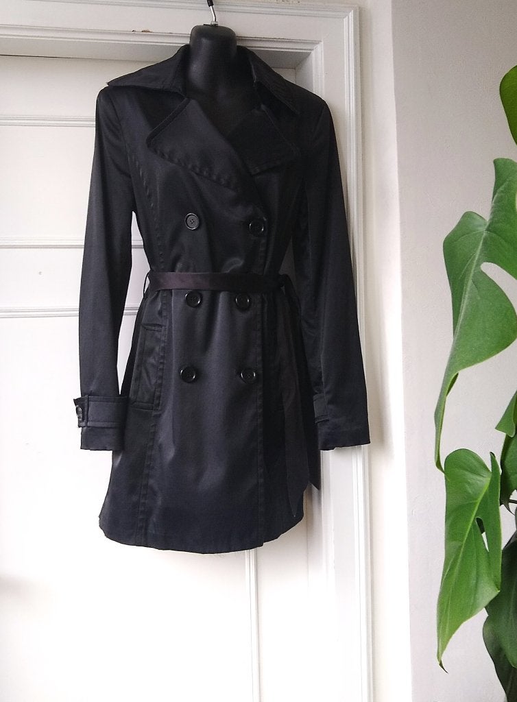 Zara 🖤 zwarte trench coat / regenjas, maatje M (38), Maat 38/40 (M), Ophalen of Verzenden, Gedragen, Zara