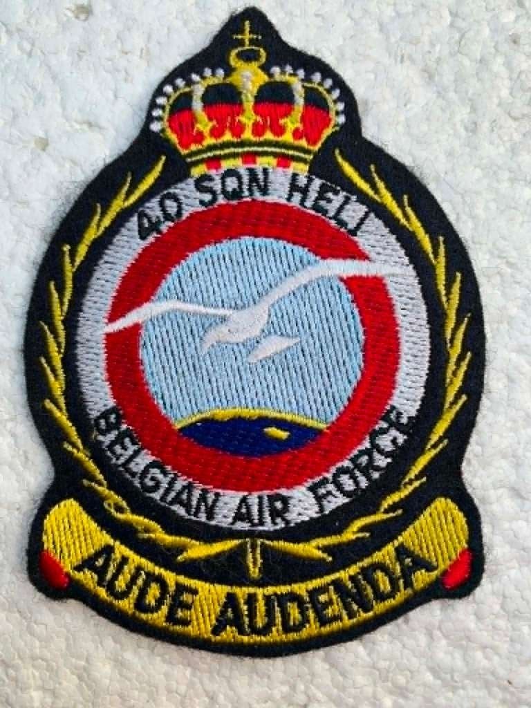 Luchtmacht, 40SQN HELI, AUDE AUDENDA, Belgian Air Force, Ophalen of Verzenden, Luchtmacht, Embleem of Badge