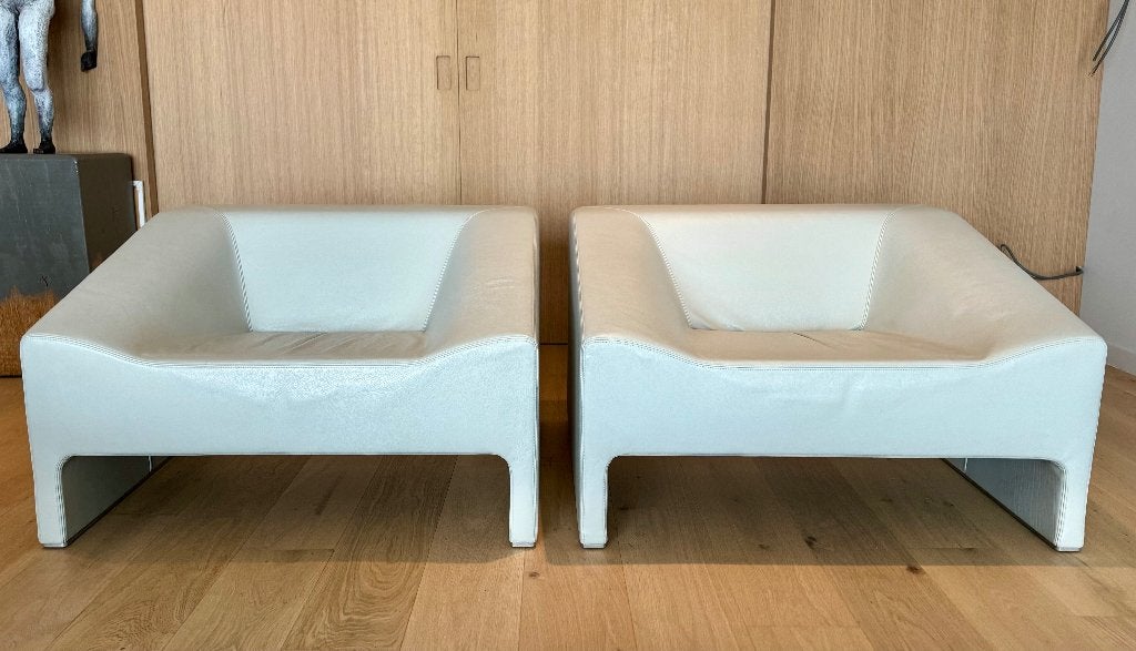 MOROSO lederen fauteuils (2), Ophalen, Minder dan 75 cm, Leer, Zo goed als nieuw