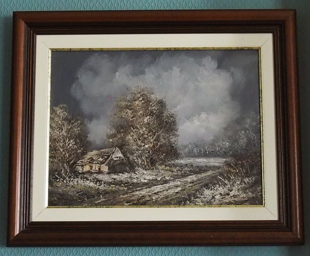 Schilderij van een winterlandschap, Antiquités & Art, Art | Peinture | Classique, Enlèvement ou Envoi, Peint à la main, Peinture à l'huile