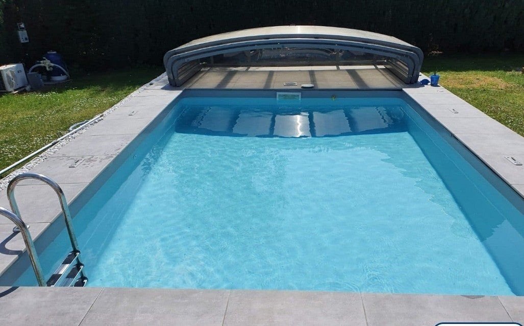 Zwembadoverkapping te koop, Tuin en Terras, Ophalen, Gebruikt, Afdekzeil