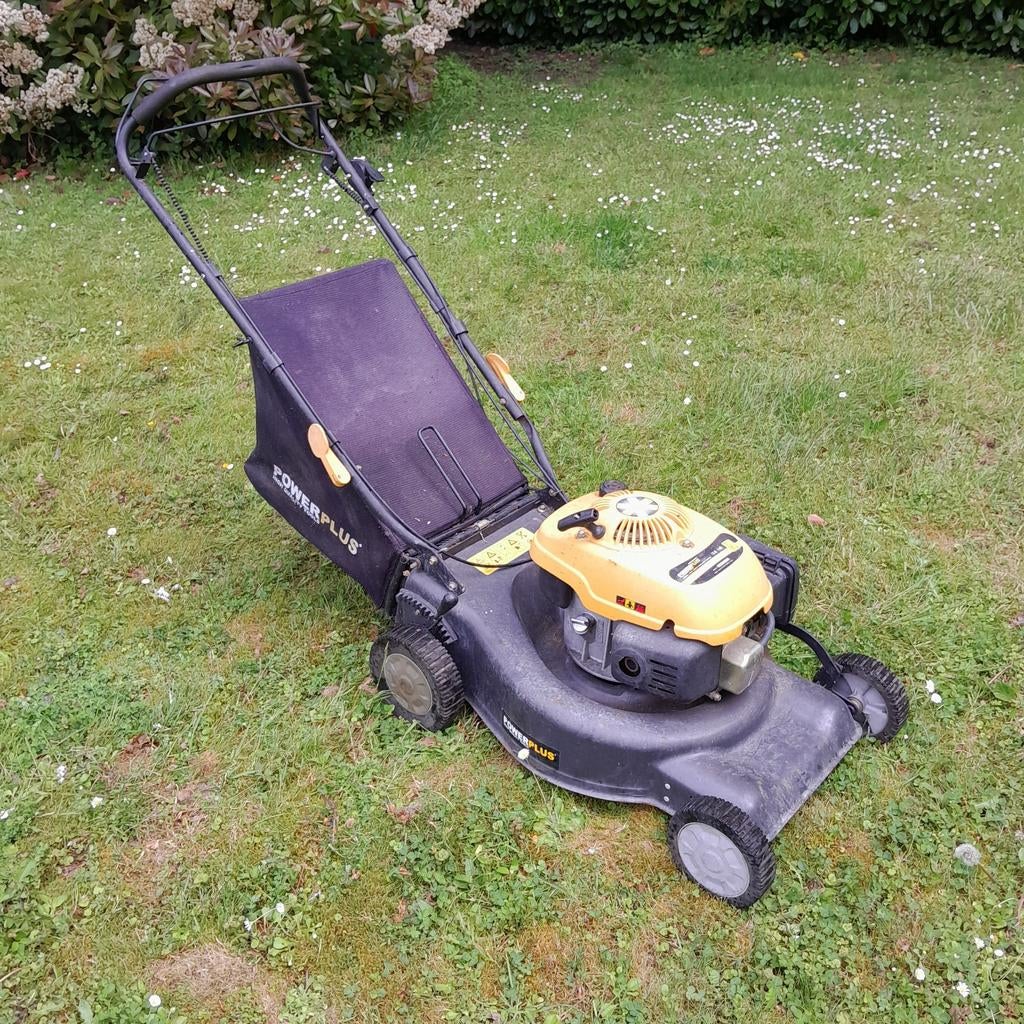 Tondeuse thermique PowerPlus 190 cc – à réparer ou pour pièc, Enlèvement, Bac de ramassage