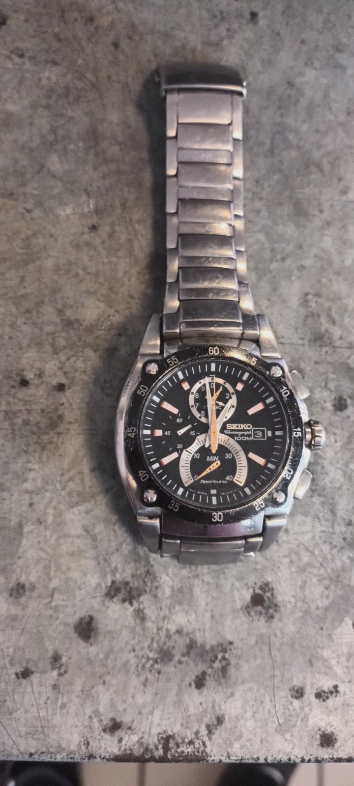 seiko Sportura en bonne état, Montre-bracelet, Seiko, Enlèvement ou Envoi, Acier