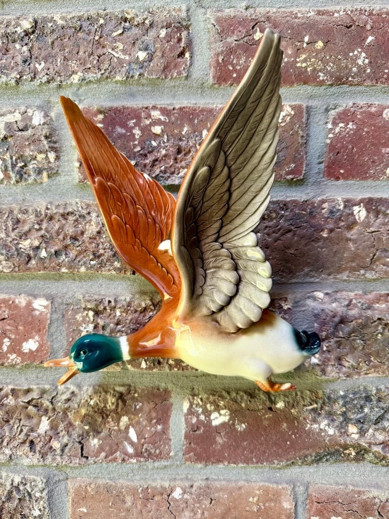 Wanddecoratie eend, Wandsculptuur, Gebruikt, 20 cm, 26 cm