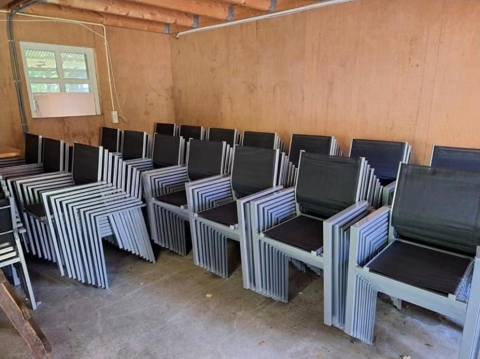 partij stapelbare stoelen in 15 modellen en kleuren, Tuin en Terras, Tuinstoelen, Ophalen of Verzenden, Zo goed als nieuw, Stapelbaar