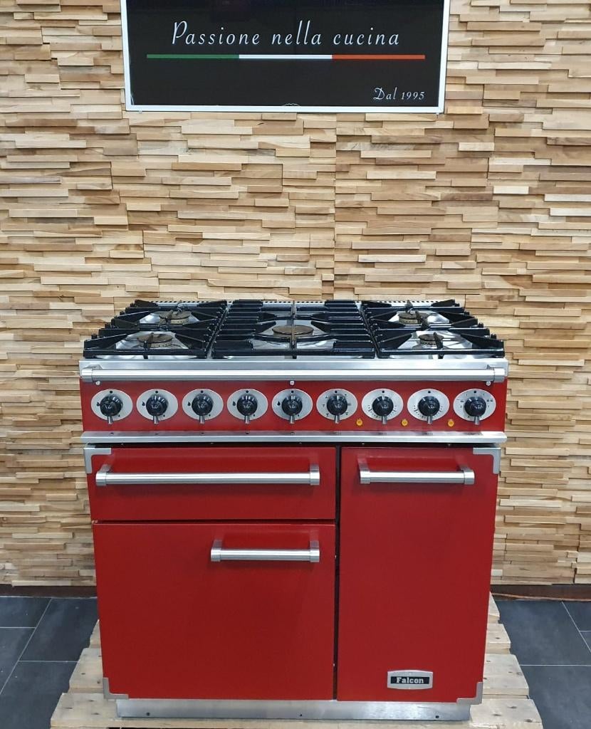 Luxe Fornuis Falcon Deluxe 90cm rood 3 ovens NIEUW!, Elektronische apparatuur, Fornuizen, Ophalen, 60 cm of meer, Zo goed als nieuw