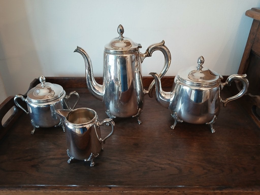 Service à café ancien en métal argenté, Antiquités & Art, Enlèvement, Argent