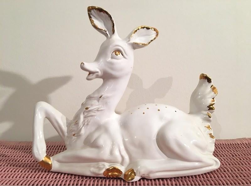Keramiek " Bambi " hertje * Retro * Vintage 50s * reekalf, Ophalen of Verzenden, Zo goed als nieuw, Hert, Beeldje of Figuurtje