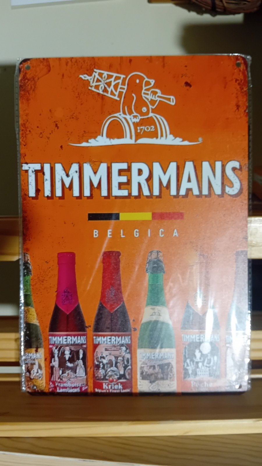 timmermans bierreclame bord 20 op 30 cm repro, Verzamelen, Ophalen of Verzenden, Nieuw, Reclamebord