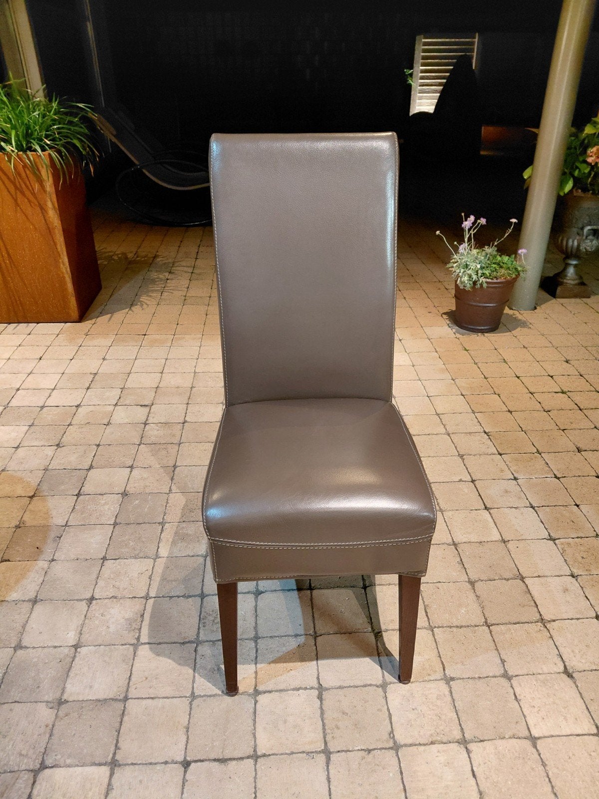 Chaises de salle à manger en cuir taupe à vendre, Enlèvement ou Envoi