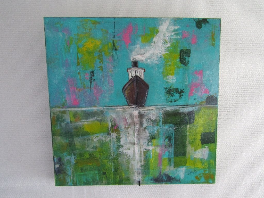 Sublieme „Marine” op canvas, gesigneerd: Git d'Ostende, Antiek en Kunst, Kunst | Schilderijen | Abstract, Ophalen of Verzenden