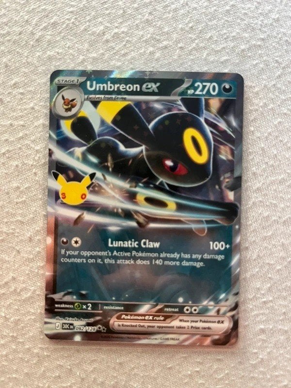 Pokémon-kaart - Umbreon ex 092/128 Engels 30 jaar Pokémon, Ophalen of Verzenden, Nieuw, Losse kaart