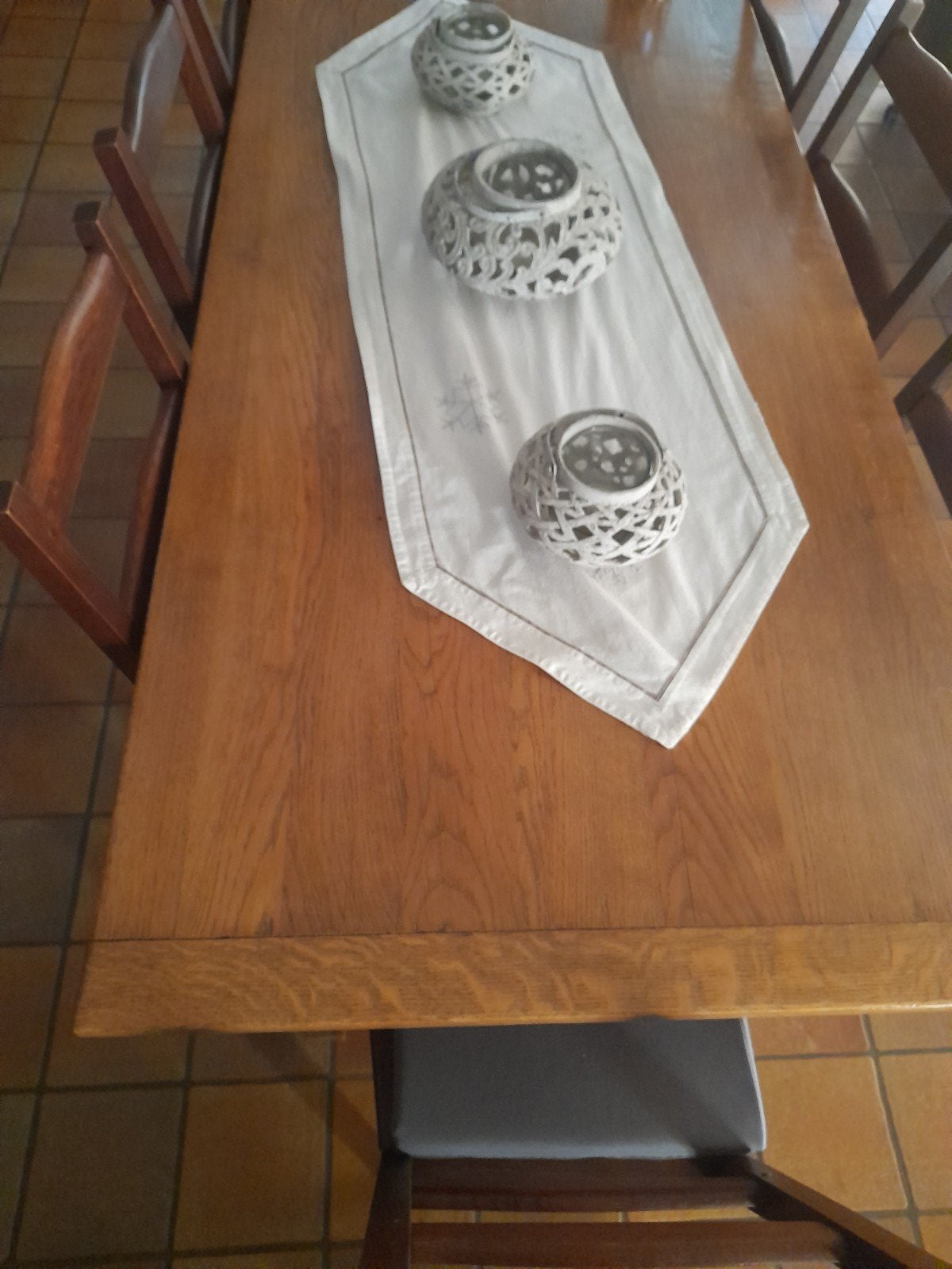 table de ferme en chêne verni, Maison & Meubles, Enlèvement, Chêne