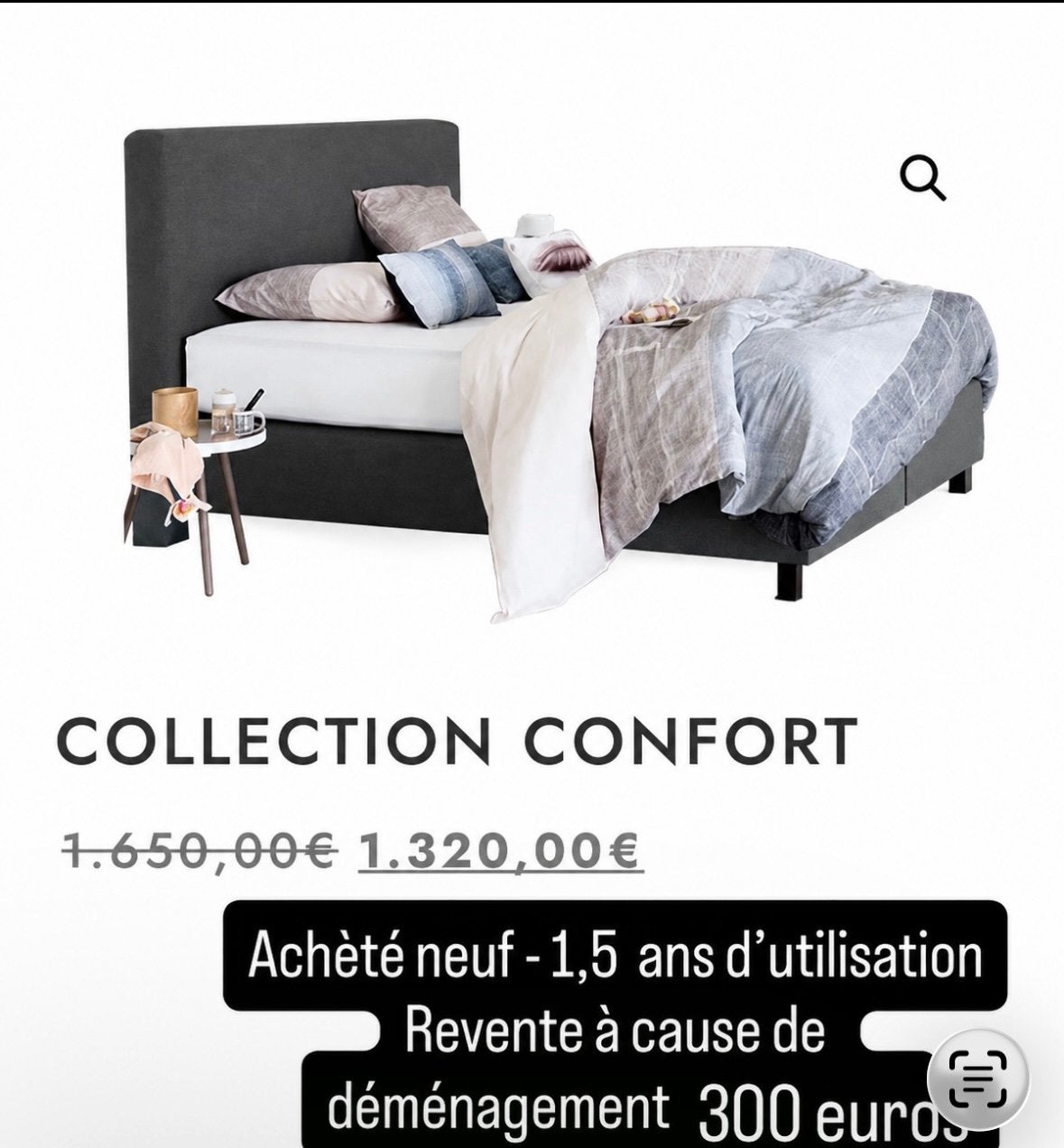 Boxspring gris - Cadre lit 180x120, Gris, Enlèvement, Utilisé, 200 cm