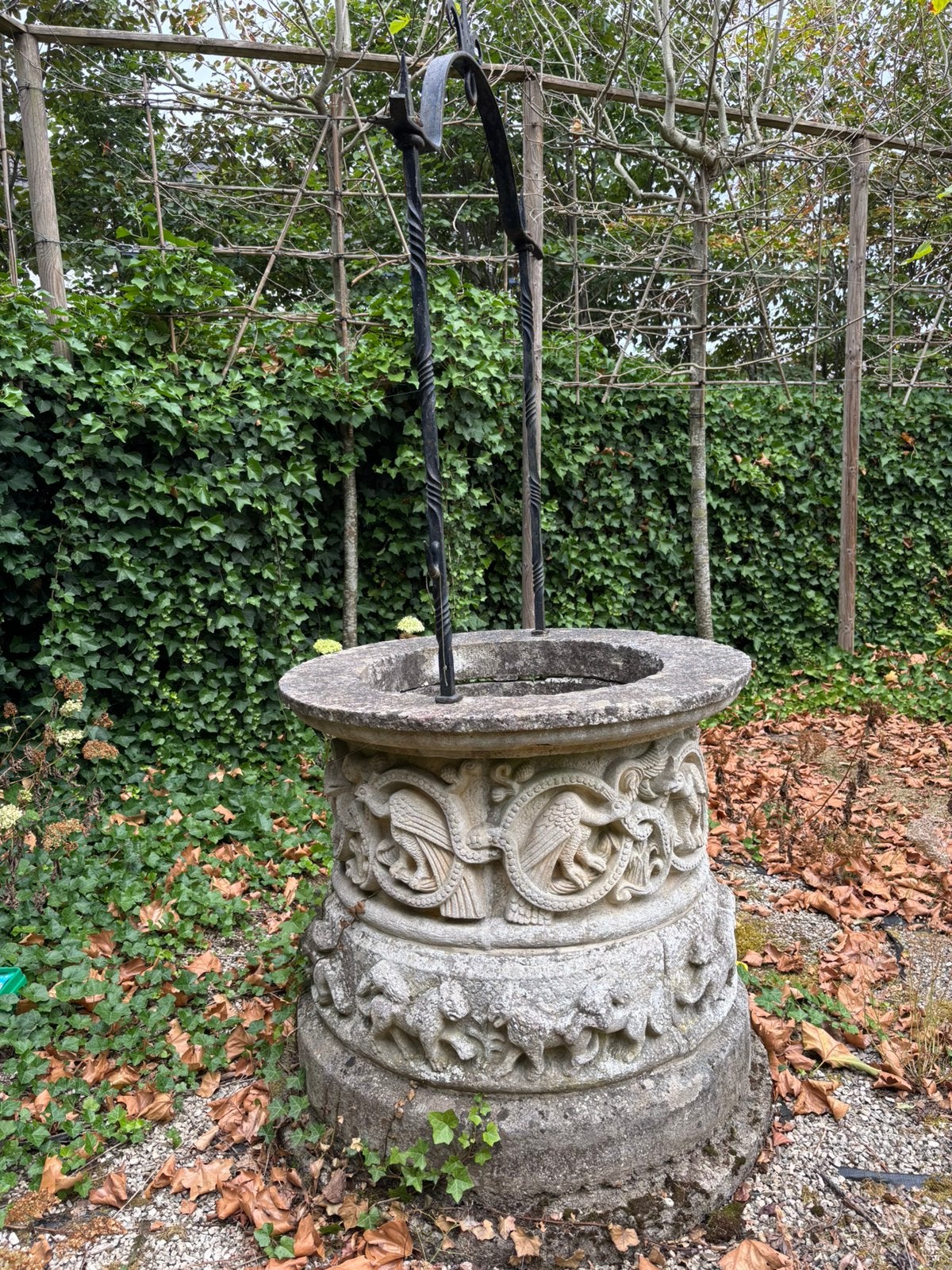 Magnifique puits décoratif en pierre – Ø 115 cm, Ophalen, Zo goed als nieuw, Steen