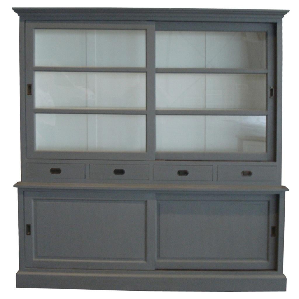 BUFFET/VITRINEKAST GRIJS landelijke Voorraad laagste prijs *, 200 cm of meer, Nieuw, Ophalen of Verzenden, 200 cm of meer