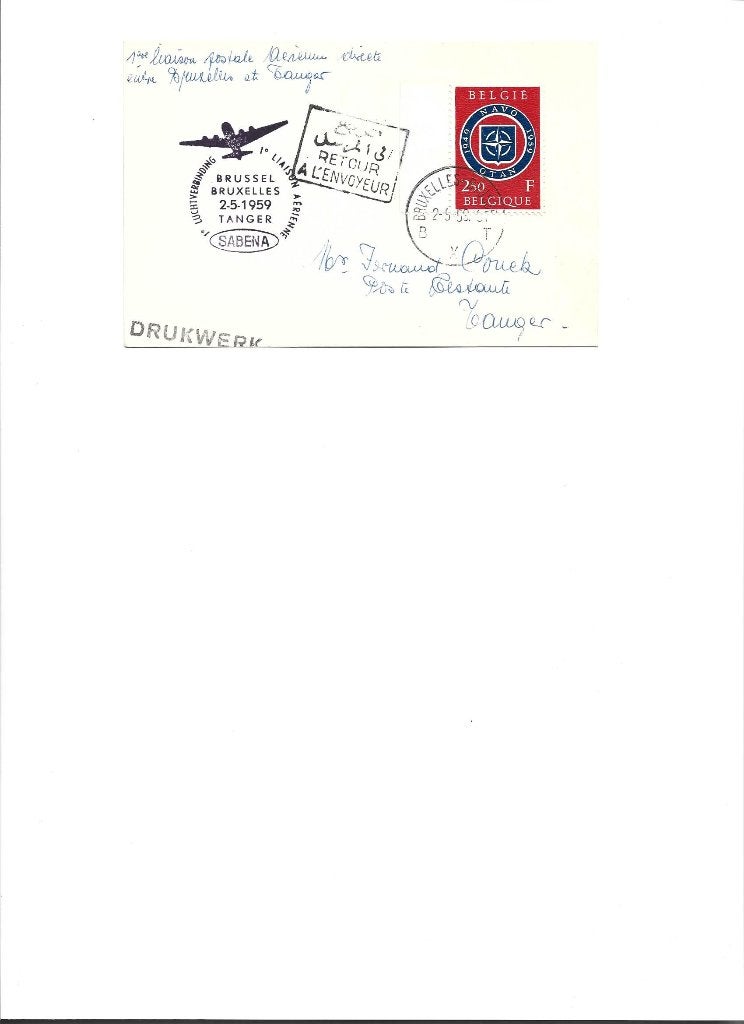 postzegels Belgisch Congo Sabena luchtpost, Luchtvaart, Met stempel, Ophalen of Verzenden, Gestempeld