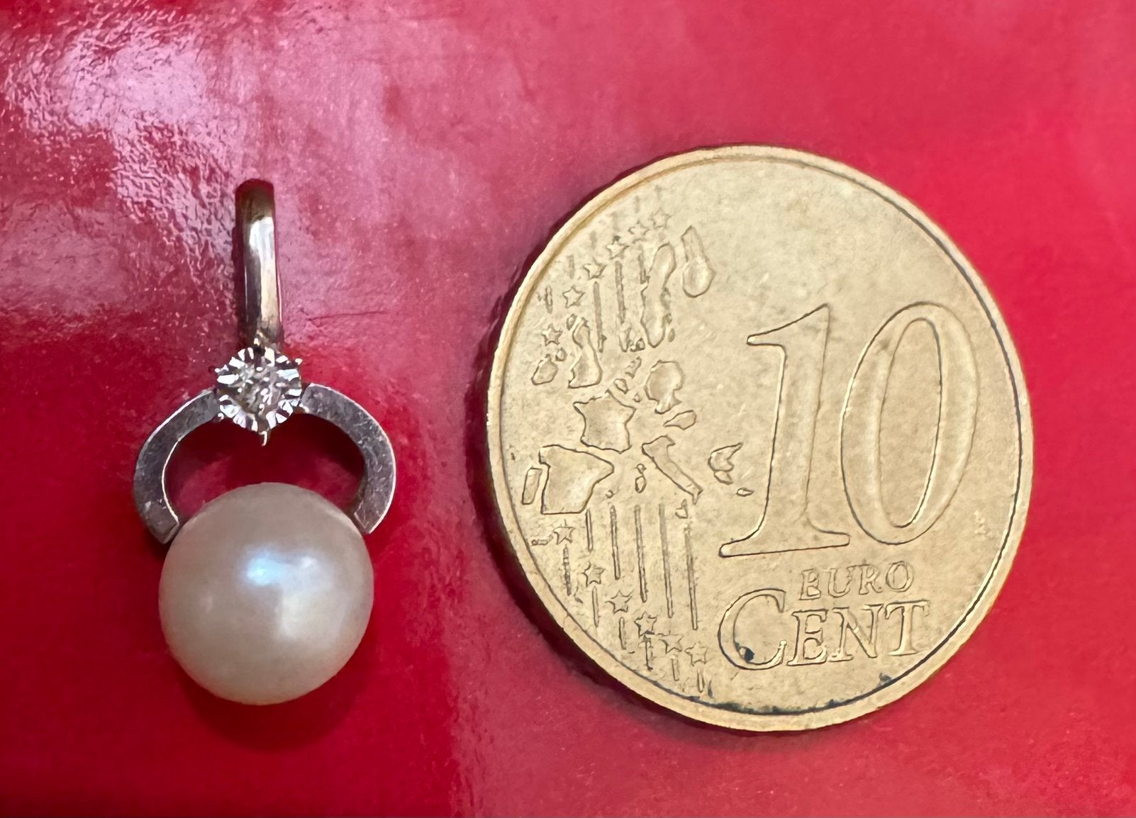Pendentif or blanc 18 carats et perle fine, Bijoux, Sacs & Beauté, Enlèvement, Comme neuf, Blanc, Or