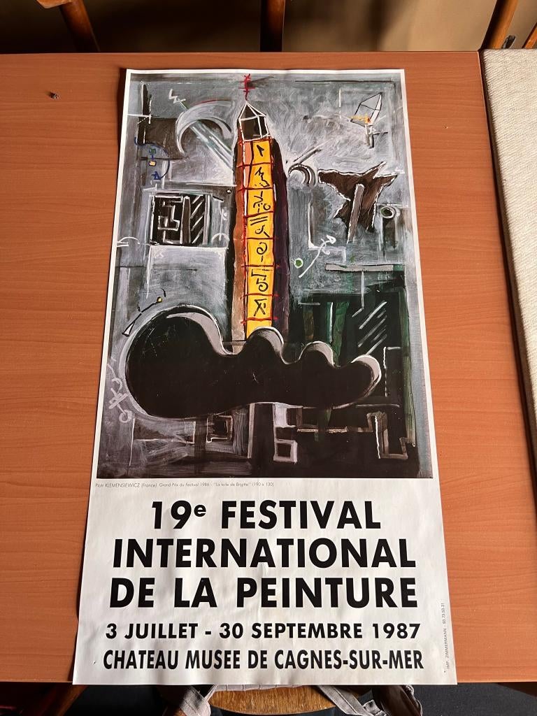 Affiche du 19e festival international de la peinture *1987, Rectangulaire vertical, Utilisé, Affiche ou Poster pour porte ou plus grand