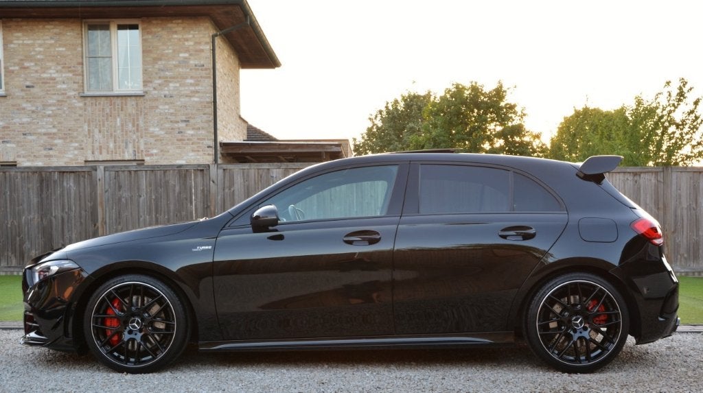 A35 AMG 4-Matic "PERFORMANCE ZETELS-FULL BLACK", Auto's, 4 cilinders, Zwart, A-Klasse, 285 kW