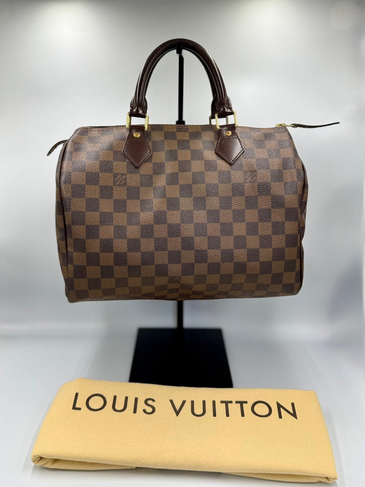 Louis Vuitton Speedy 30 Damier Ebene, Ophalen of Verzenden, Zo goed als nieuw, Bruin, Handtas