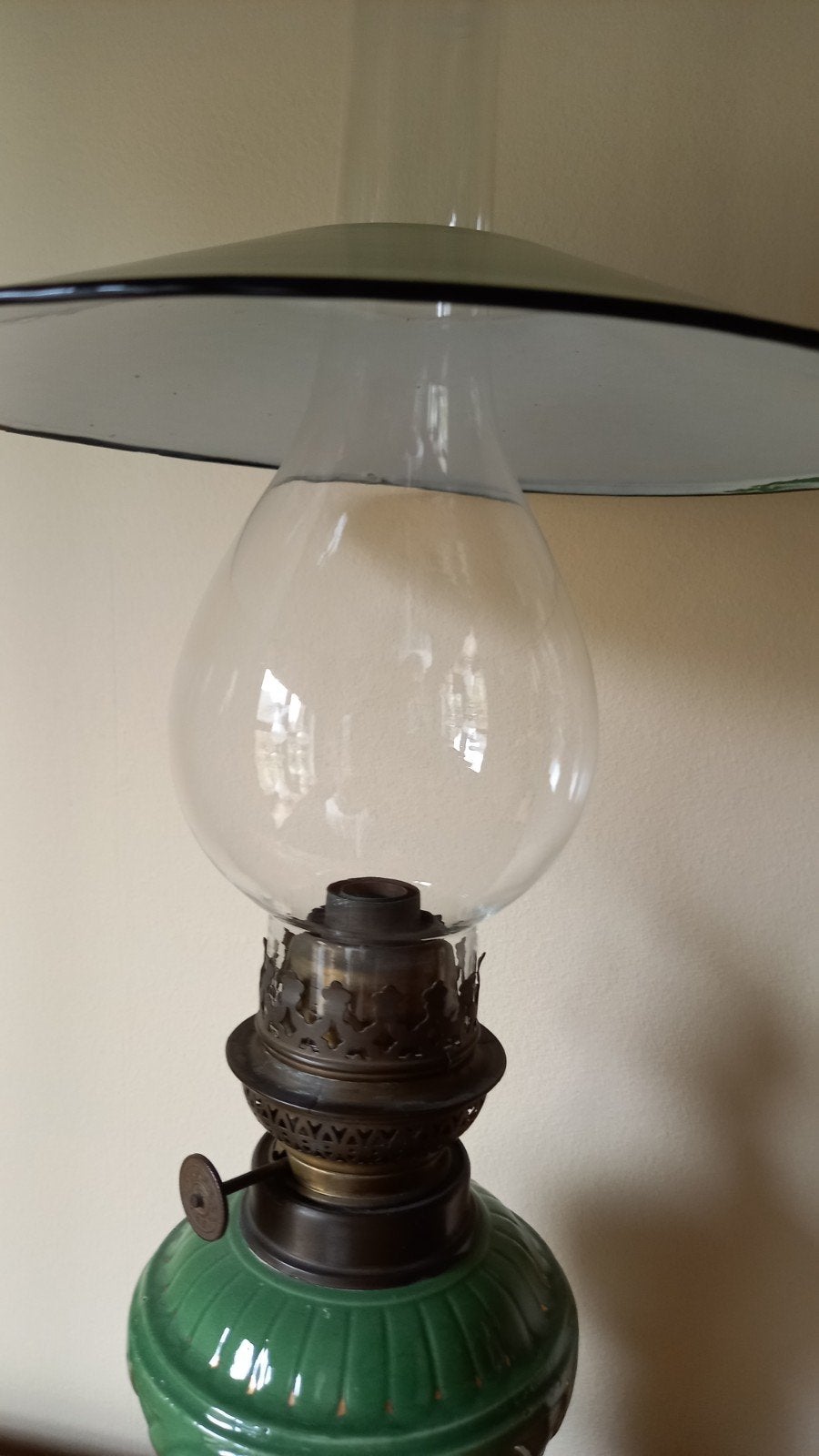 Zeer oud licht met kap in email, Antiek en Kunst, Antiek | Verlichting, Ophalen of Verzenden