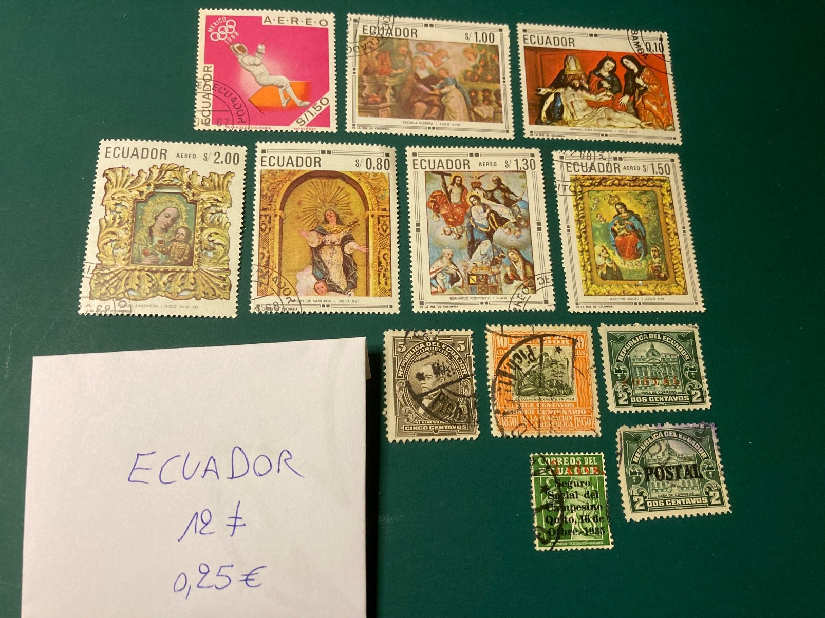 Lot de timbres en Equateur, Enlèvement ou Envoi, Affranchi