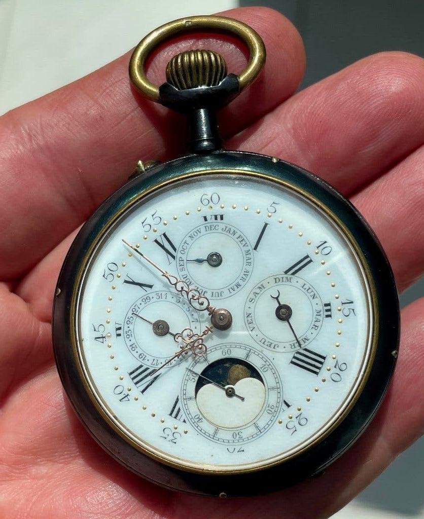 Montre gousset complication phase de lune superbe état, Bijoux, Sacs & Beauté, Montres | Hommes, Enlèvement, Omega, Montre de poche