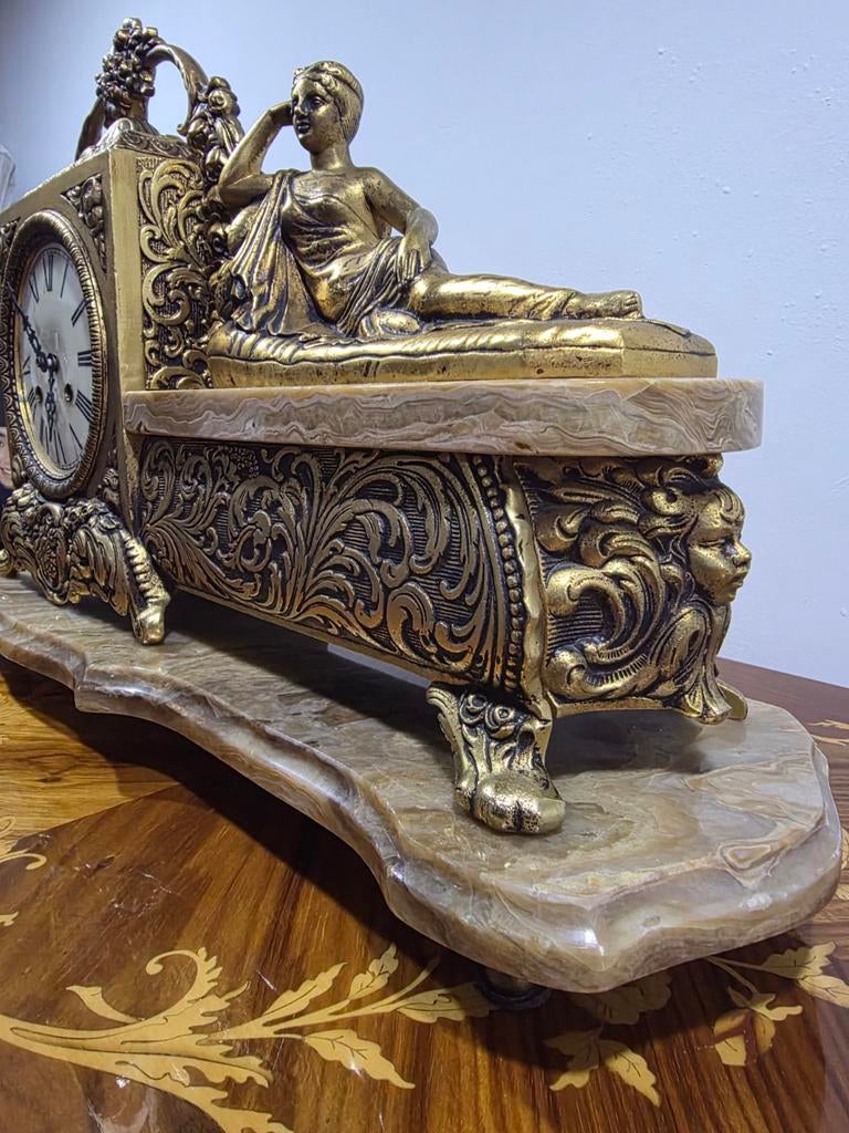 Schouw klok mechanish marmer en koper 20 kg ongeveer, Antiek en Kunst, Ophalen