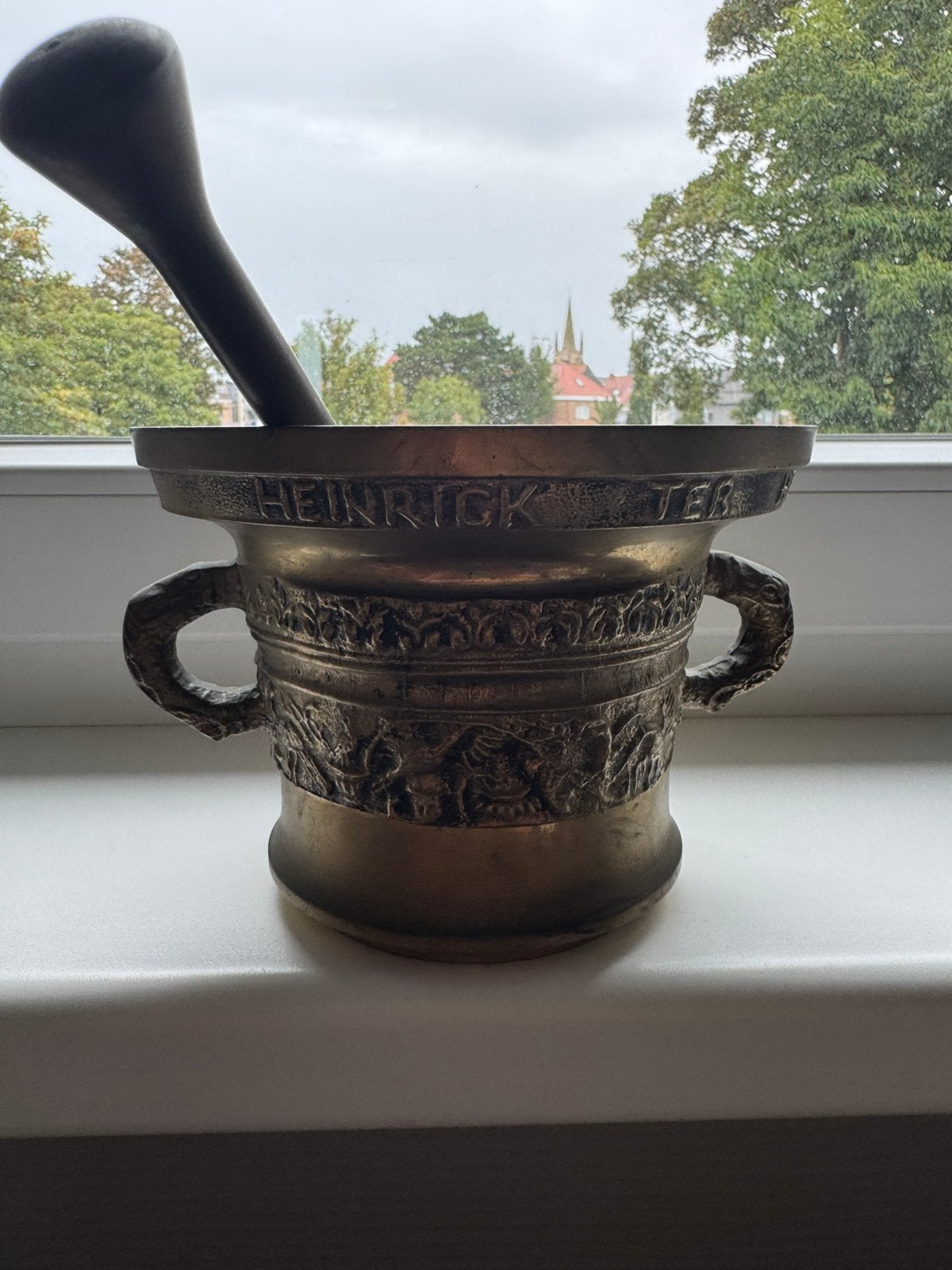 Grote Bronzen Vijzel - Henrick ter Horst 1607 - Met Stamper, Enlèvement