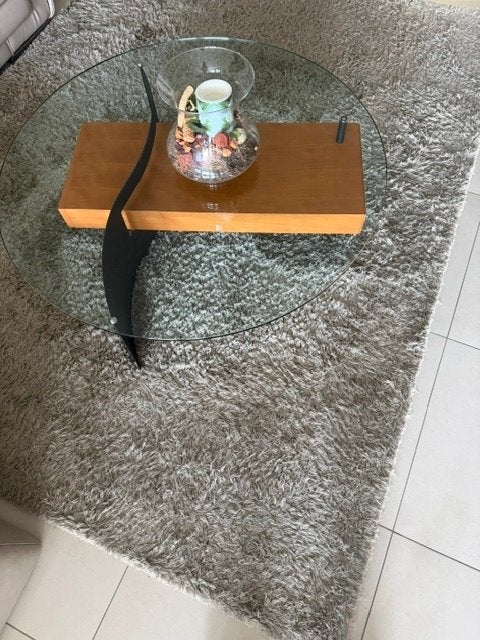 Moderne design salontafel met glazen blad en opberglade, Ophalen, Rond, 5 – 50, 100 tot 150 cm