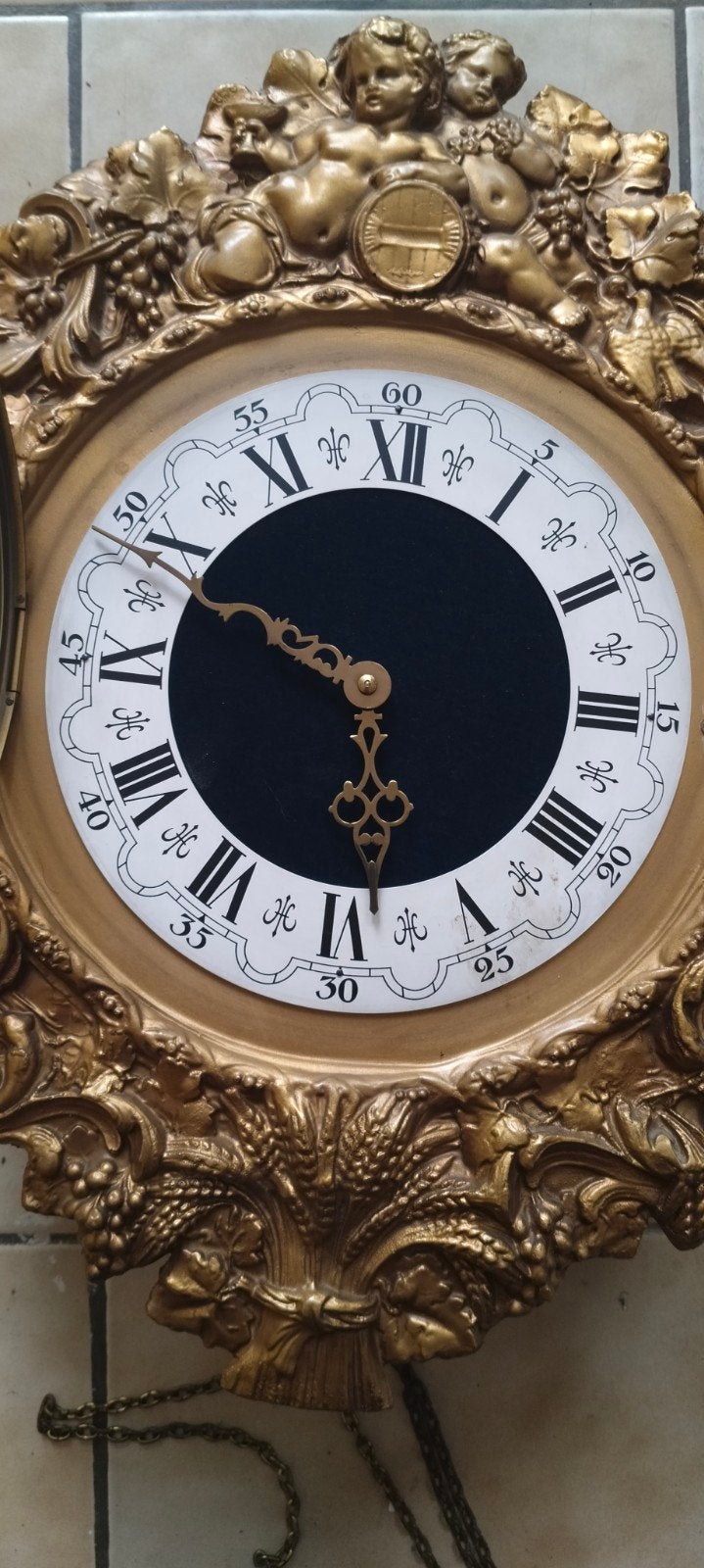 horloge murale style comtoise en résine dorée (Vintage XXe), Enlèvement