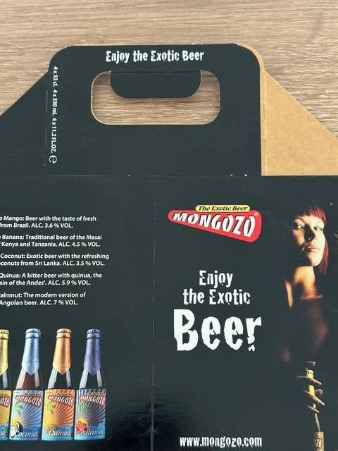 Mongozo the exoti bier flessendrager karton brouwerij Huyghe, Ophalen of Verzenden, Nieuw, Overige typen, Overige merken
