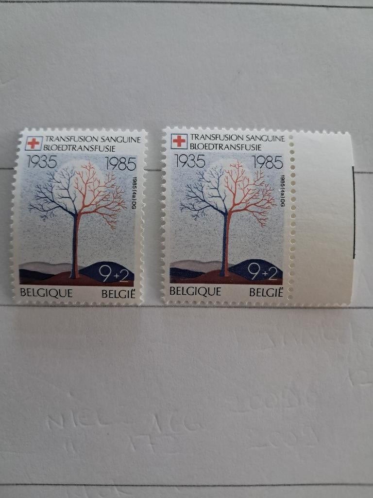 België 2161/62 ** Rode kruis Bloedtransfusie, Frankeerzegel, Ophalen of Verzenden, Zonder stempel, Postfris