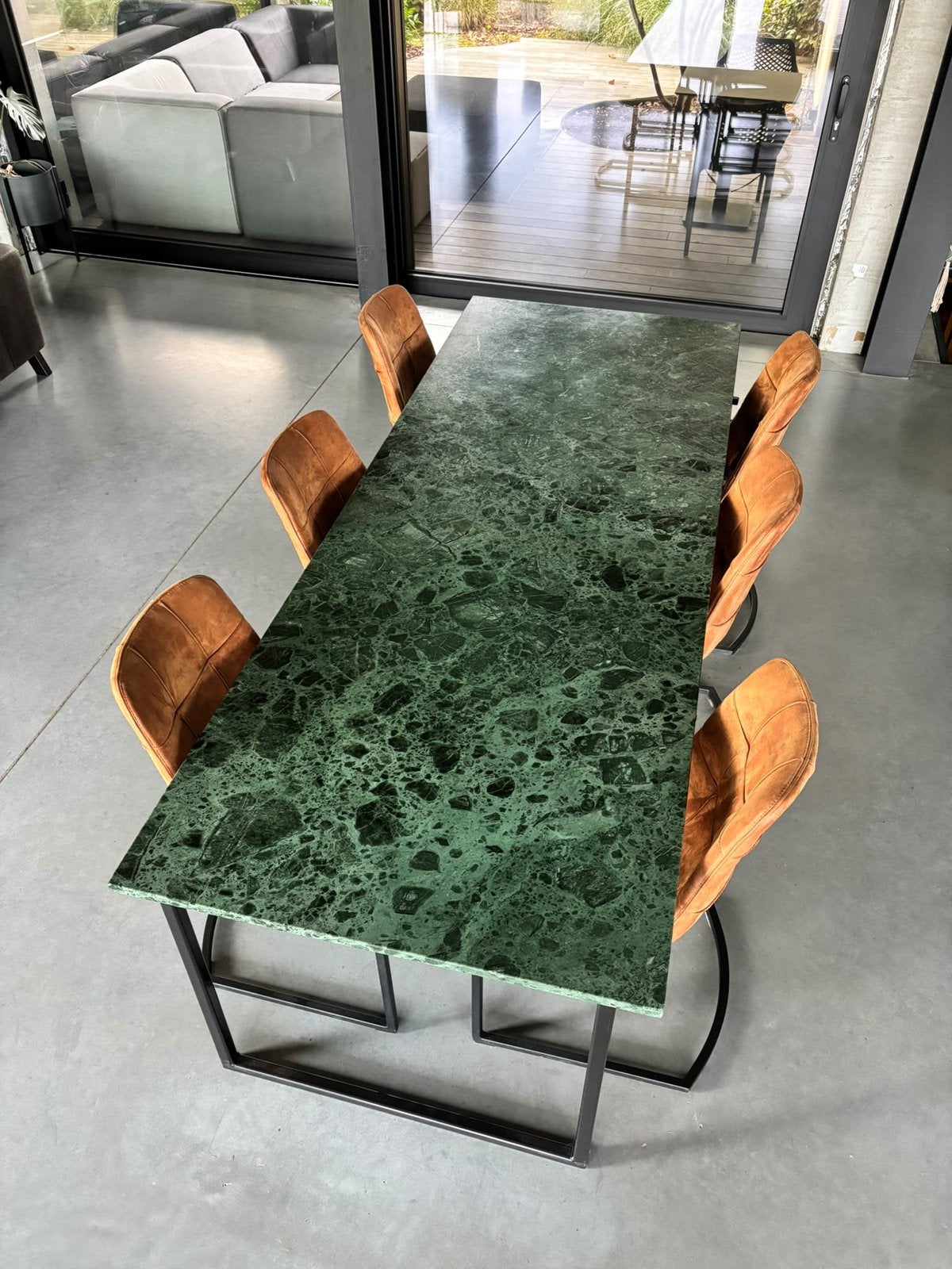Marmeren eettafel en stoelen, Enlèvement, Comme neuf