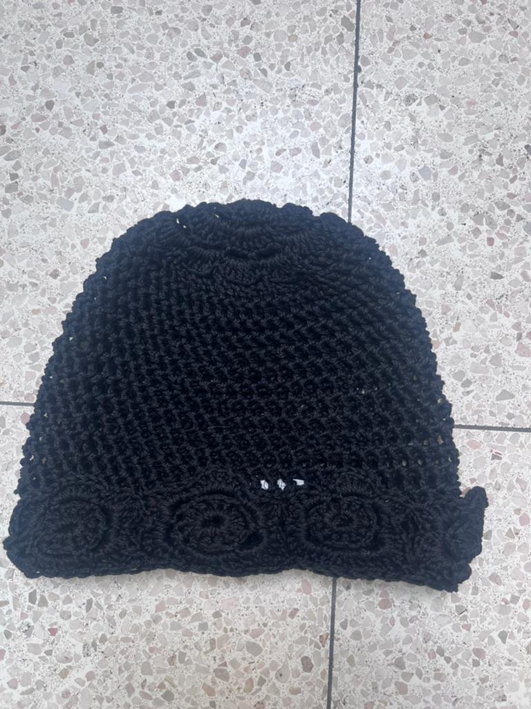 Gehaakte muts beanie katoen zwart, Kleding | Heren, Mutsen, Sjaals en Handschoenen, Ophalen of Verzenden, Nieuw, Maat 48/50 (M)