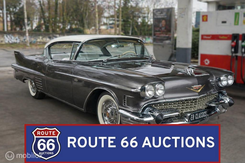 Cadillac Series 62 Coupe de Ville | 1958 | Route 66 Auctions, Auto's, Cadillac, Zwart, Bedrijf, Handgeschakeld